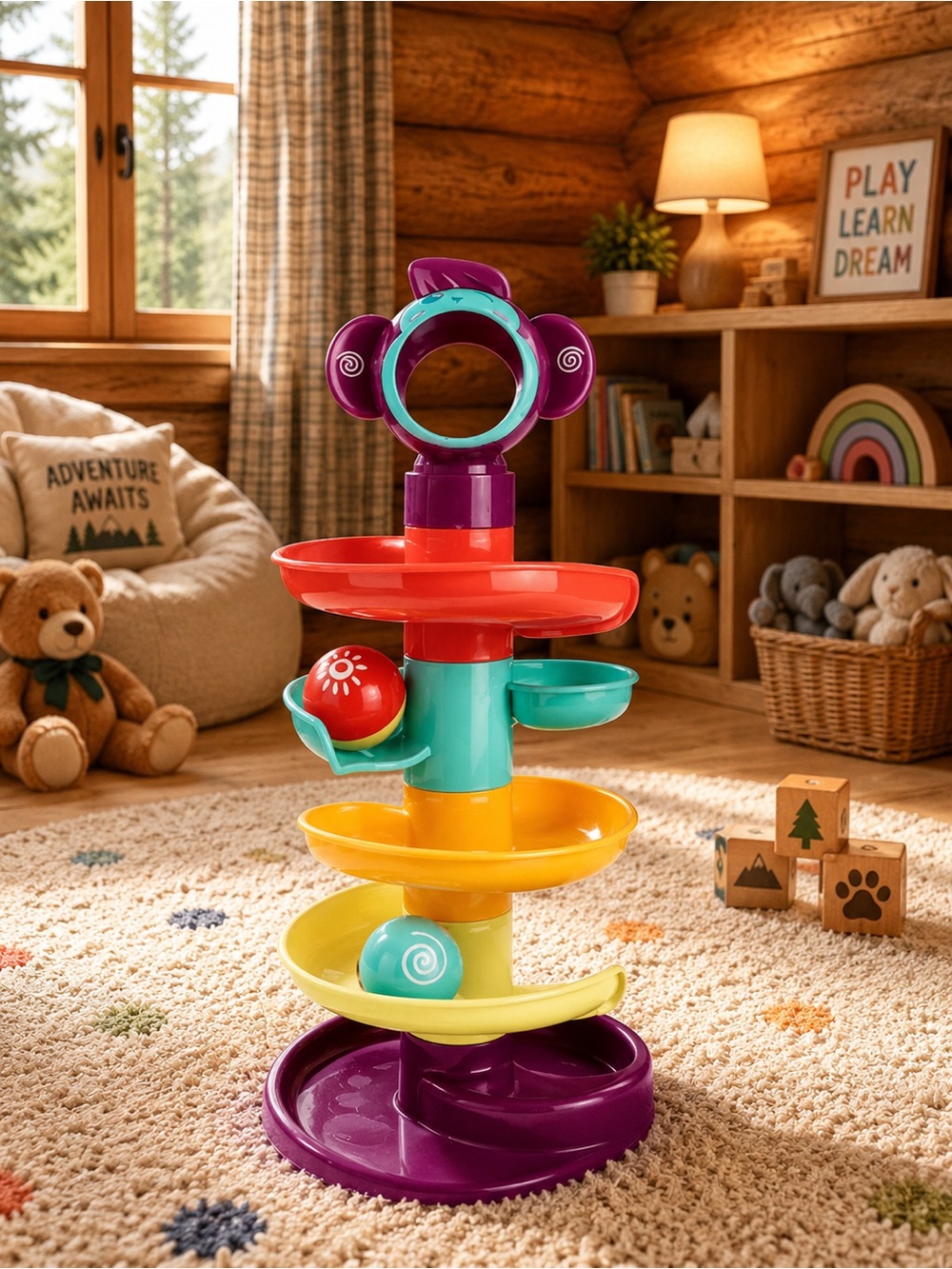 Colorful Spiral Ball Drop Tower - Kids Toys